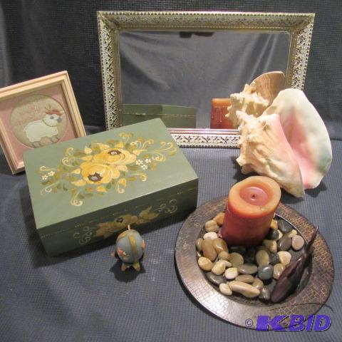 Mirror Tray, Sea Shell, Wooden Box