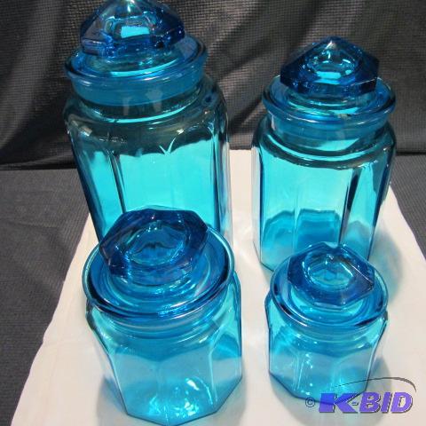 Blue Glass Canister Set