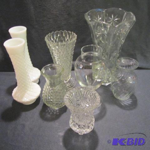 Crystal & Milk Glass Vases