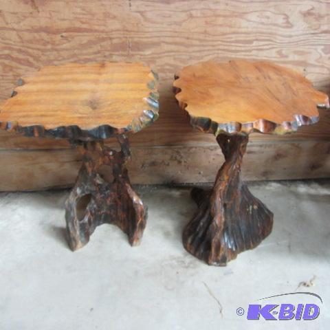 lot 1 image: Wooden Slab Tables