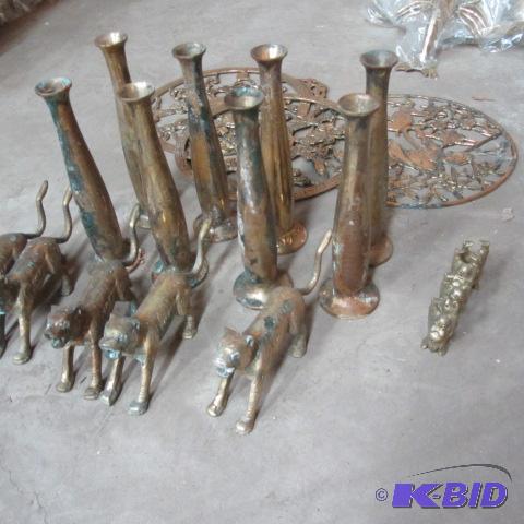 lot 109 image: Brass Vases, Buddhas, Plaques