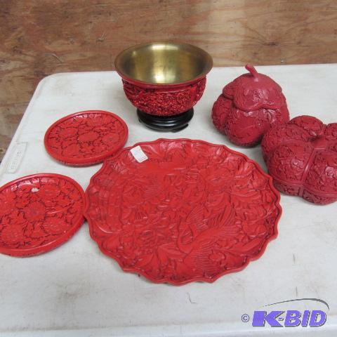 lot 11 image: Redware Dishes