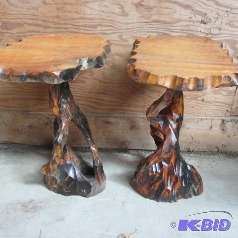 lot 2 image: Wooden Slab Tables