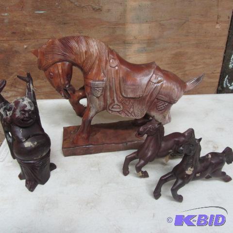 lot 9 image: Wooden Horses, Buddha