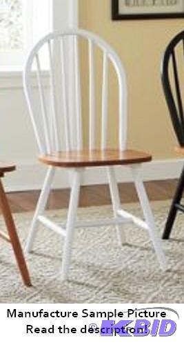 Two Arrowback Chairs - White and oak finish -...