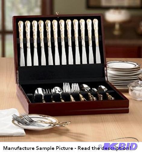 77 Piece Silverware Set - &quotGold&quot ac...