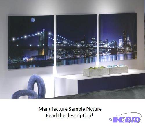 3 Piece Lit City Scape Art - The bridge is li...