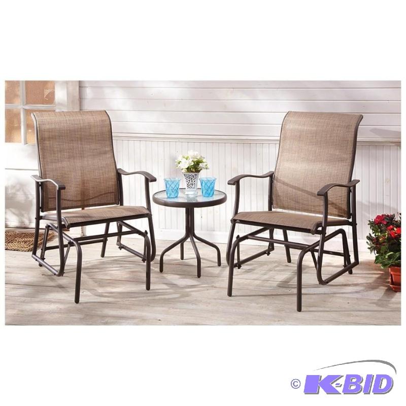 Patio glider set includes 2 gliding chairs an...