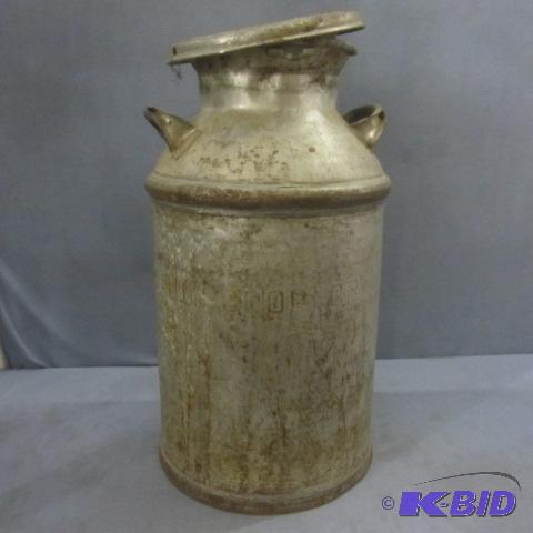 lot 100 image: Galvanized Milk Can