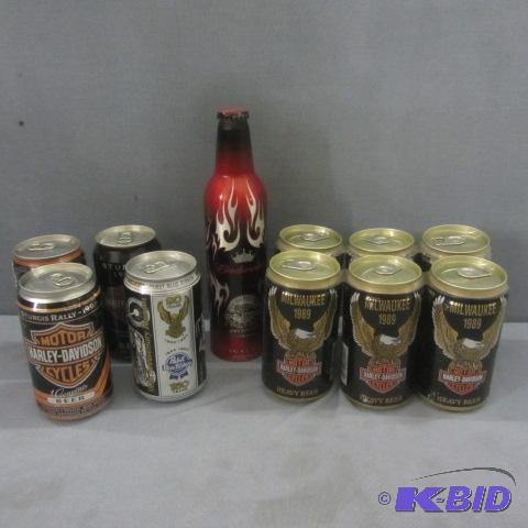 lot 13 image: Harley, Pabst, Budweiser Beer Cans