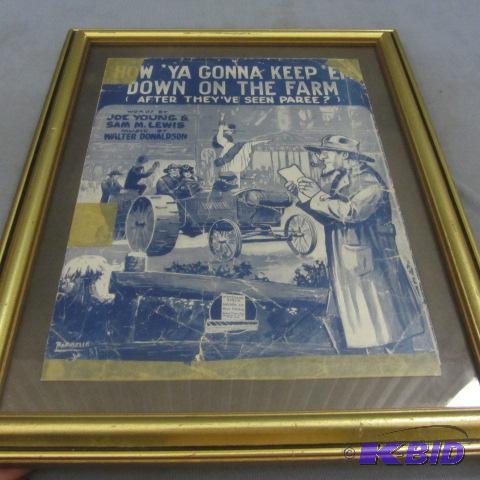 lot 137 image: Framed WWI Sheet Music