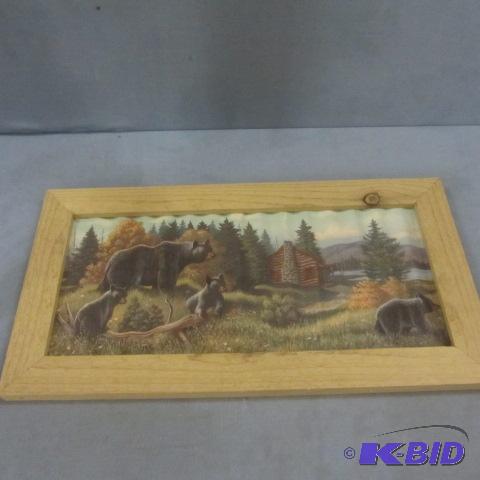 lot 145 image: Cabin & Bears Cabin Art