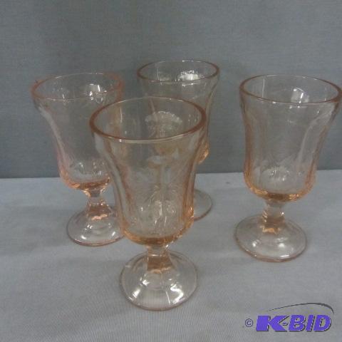 lot 201 image: Pink Depression Goblets