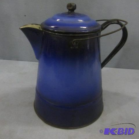 lot 53 image: Two Tone Blue Enamel Coffee Pot