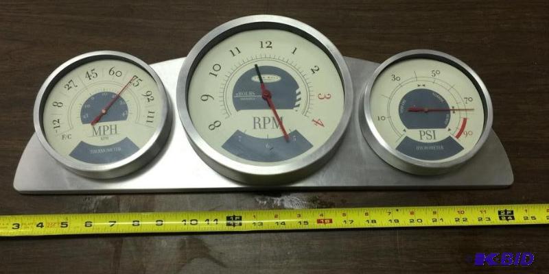 lot 3 image: John Bull Garage Dashboard Cluster Clock - Therm - Hygometer