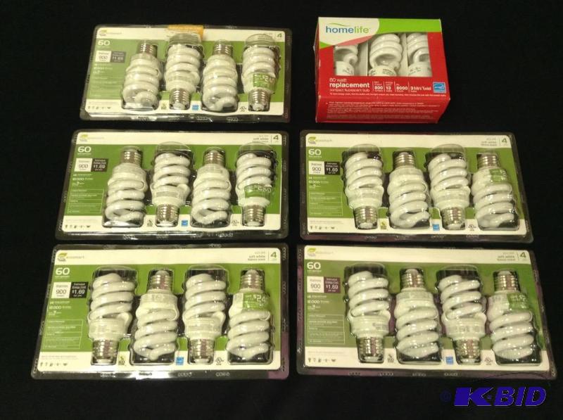 lot 40 image: Six Packages CFL 60 Watt Lights