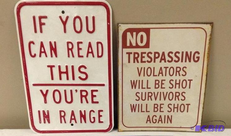 lot 53 image: Novelty Metal Warning Signs