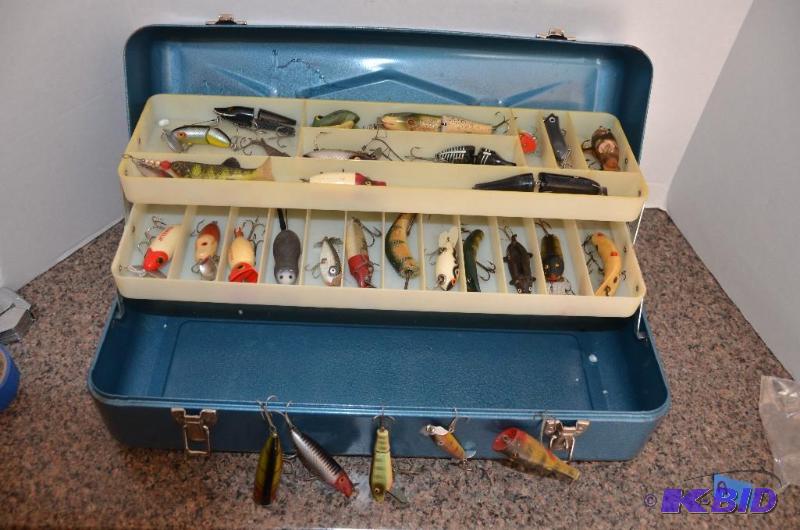 Vintage Old Pal Blue Fishing Tackle Box with