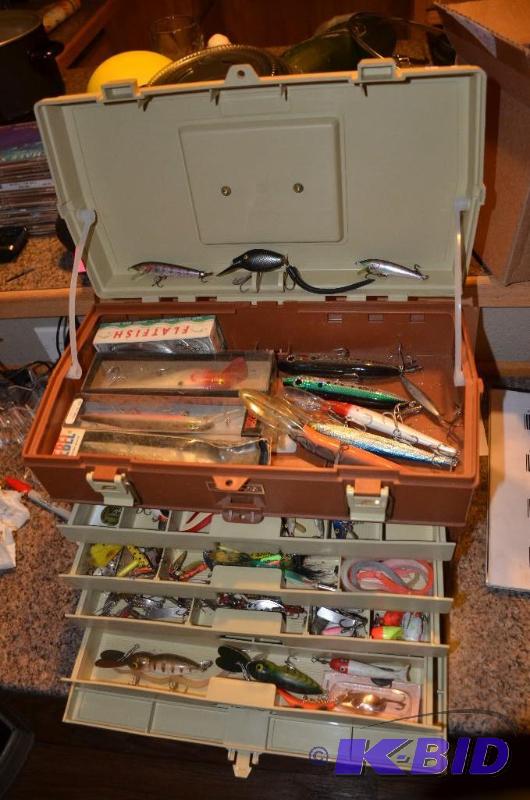 lot 45 image: Plano 757 tackle box full of lures including...