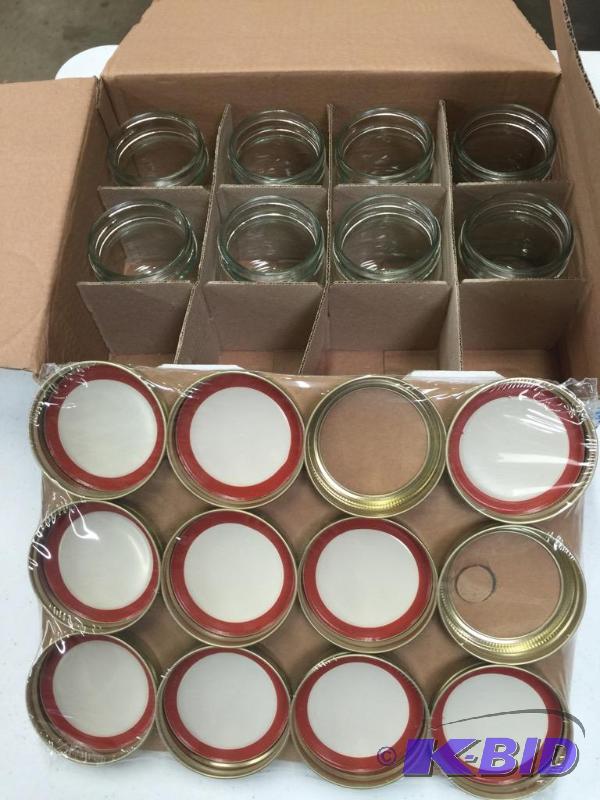 8 Half pint canning jars with extra lids