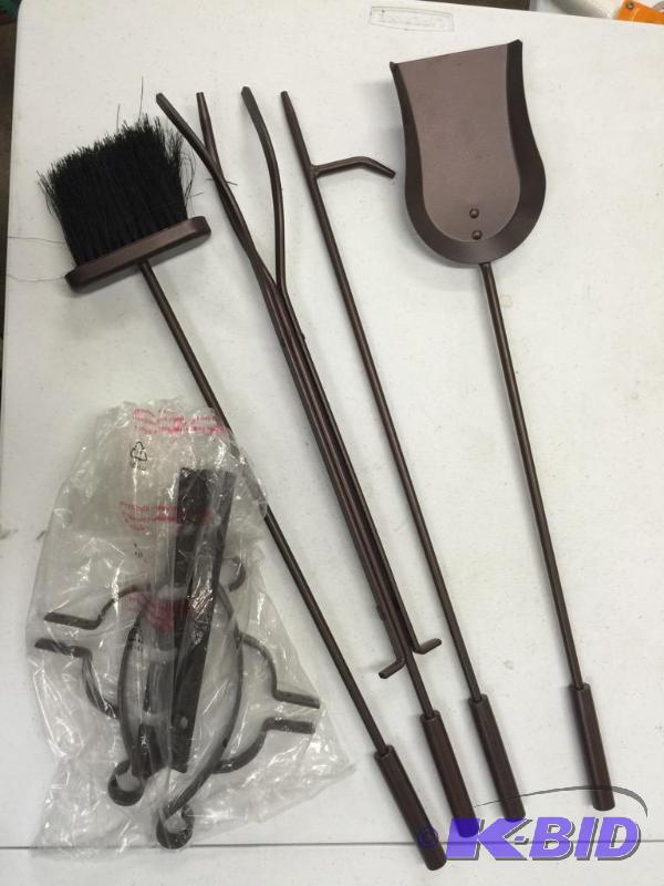 Four piece fireplace set with hangers