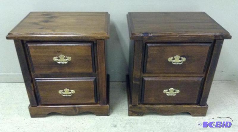 lot 15 image: Pair Wood Two Drawer Night Stands