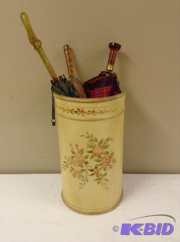 lot 119 image: Vintage Umbrella Stand & Umbrellas