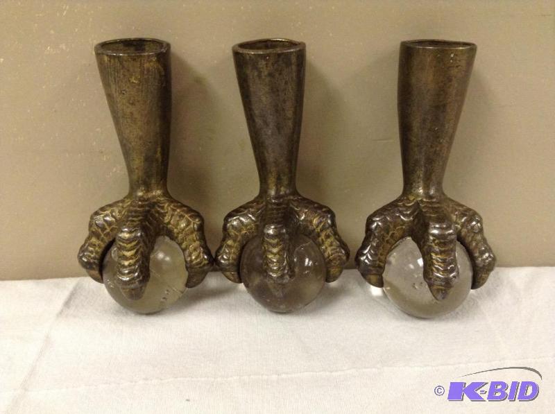 lot 15 image: Three Brass Ball and Claw Feet