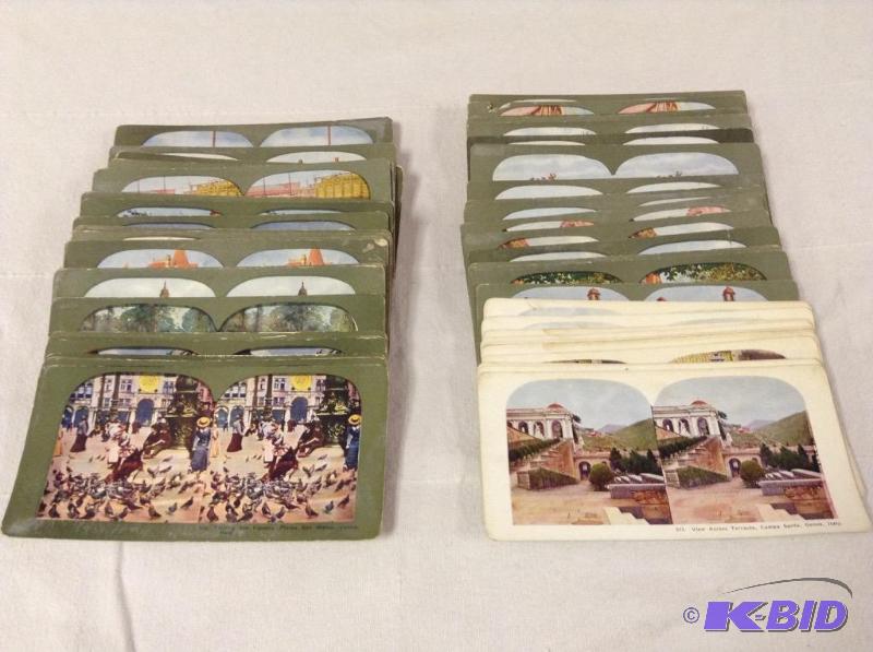 lot 22 image: Antique Perfecscope Stereoviewer Cards