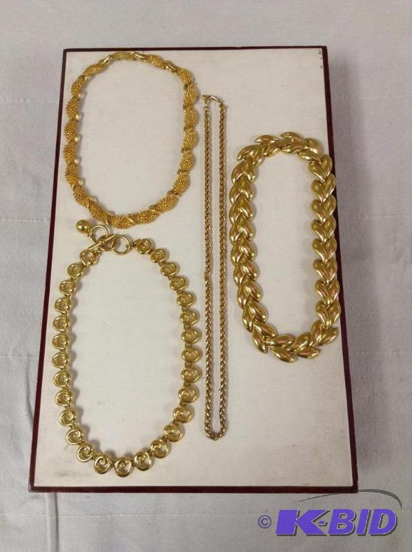 lot 25 image: 4 Gold Tone Vintage Necklaces - Anne Klein, Napier 