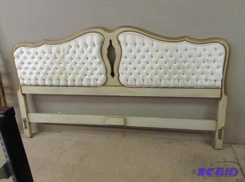 lot 5 image: White Fabric Tufted Headboard