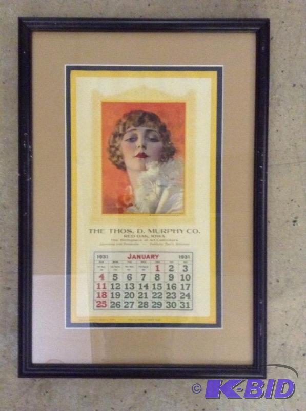 lot 53 image: Vintage Framed 1931 Advertising Calendar