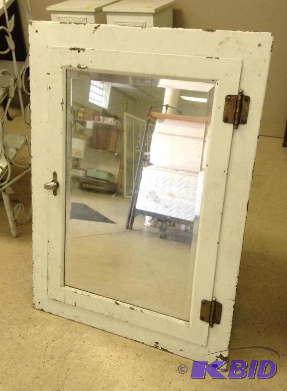 lot 7 image: Nice Metal Doctors Office Cabinet with Mirror Front