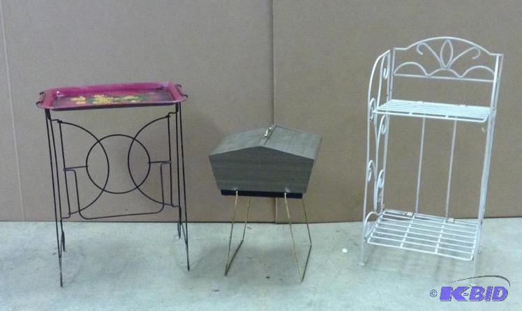 lot 73 image: Tray Table - Sewing Box - Metal Rack
