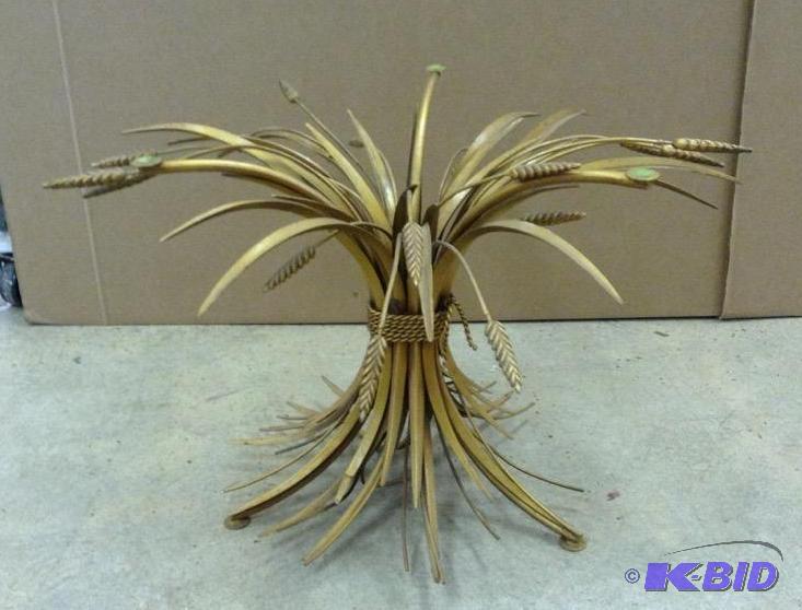 lot 80 image: Vintage Toleware Wheat Sheaf Metal Table Base Only