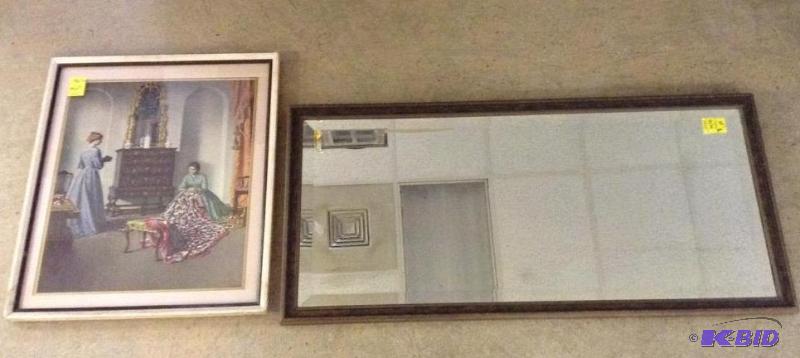 lot 90 image: Pairing of Framed Print and Long Mirror