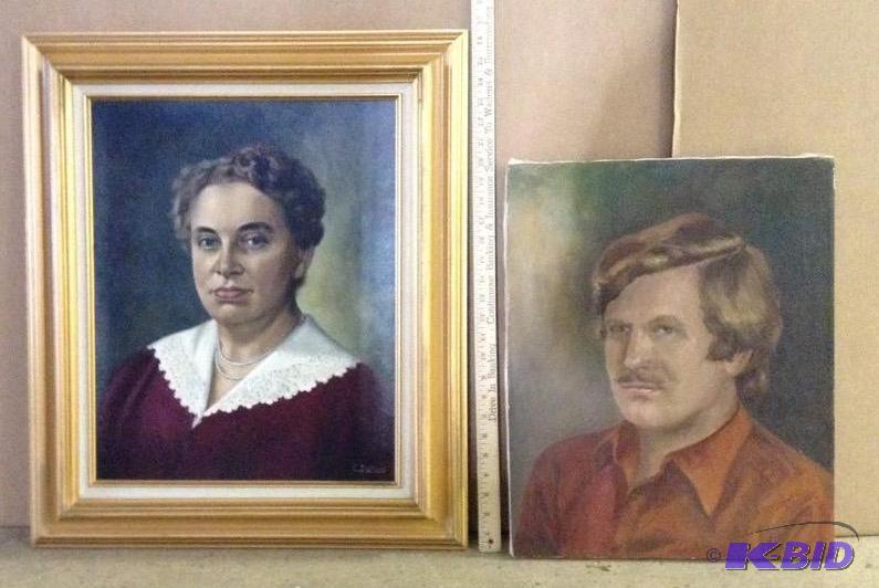 lot 92 image: Two Original Oil Painted Portraits