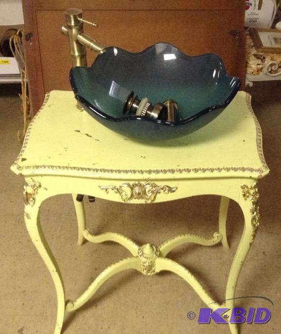 lot 95 image: Vintage Occasional Table Converted to Bathroom Sink