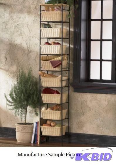 Rattan Basket Tower - Black - Natural and Bla...