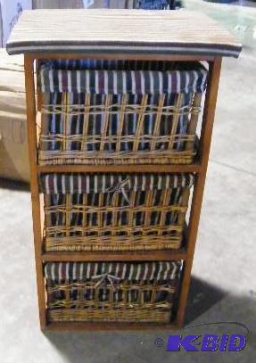 Three Drawer Wicker Basket Stand - 18.5&quot...