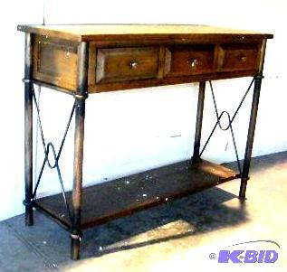 Wood and Metal Console - Has metal frame with...