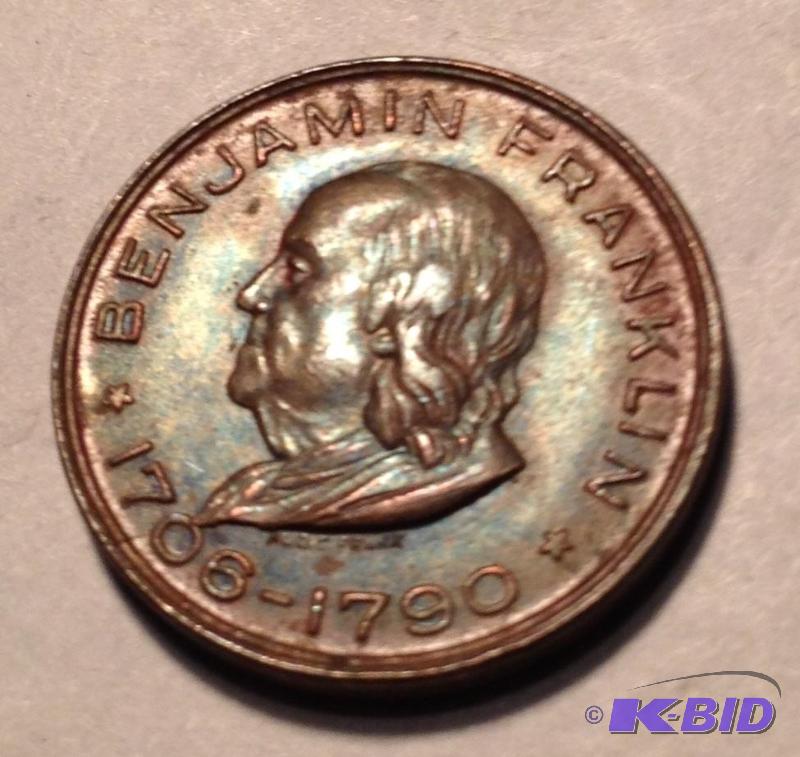 1706-1790 Dated Benjamin Franklin Memorial Coin Nice BU