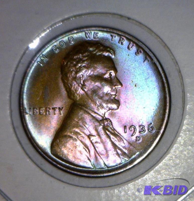 1936-D Lincoln Cent Wonderfully Toned a Nice Gem BU Select Coin