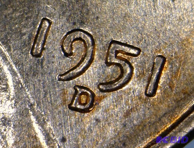 1951-D over D Re-Punched Mint Mark Error Nice BU Red
