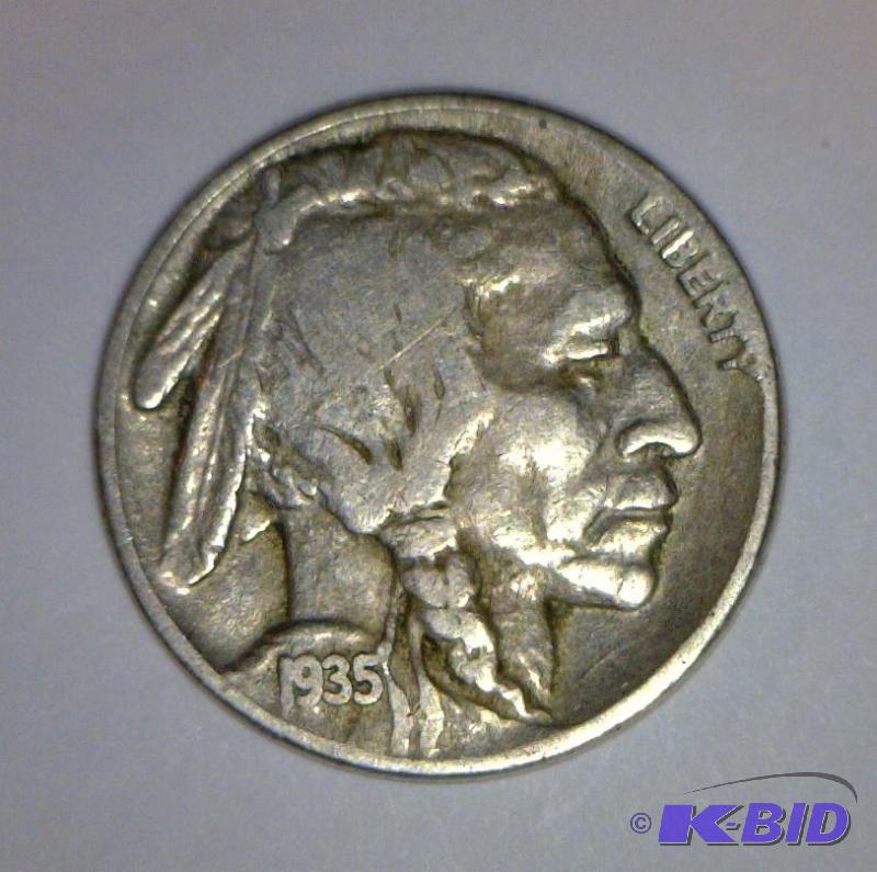 1935 Doubled Die Reverse Buffalo Nickel  Class VI doubling Extra Thick Lettering