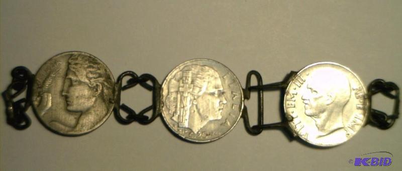 (3)  Coins From Italy all Vintage on a Bracelet Neat Item