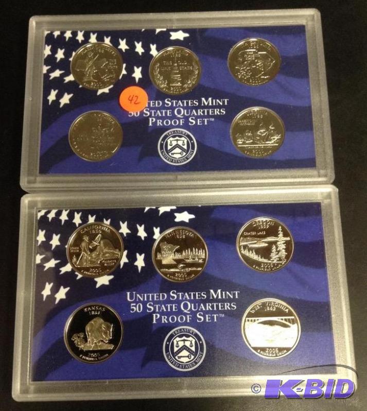 2000-S and 2005-S Quarter Proof Sets Gem Proof
