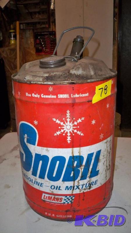SNOBIL 6 GALLON COLLECTOR OIL CAN...