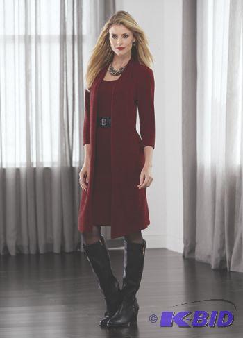 lot 44 image: Midnight Velvet Natalia Maroon Knit Dress&nbs...