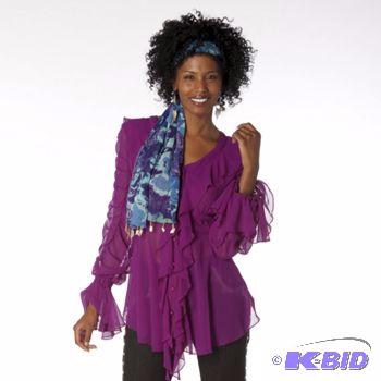 lot 74 image: Ashro Lorena Magenta Ruffle Top  - Size ...